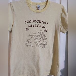 Vintage American Apparel Funny Buddha Graphic Tee "For Good Luck Kiss My Ass"